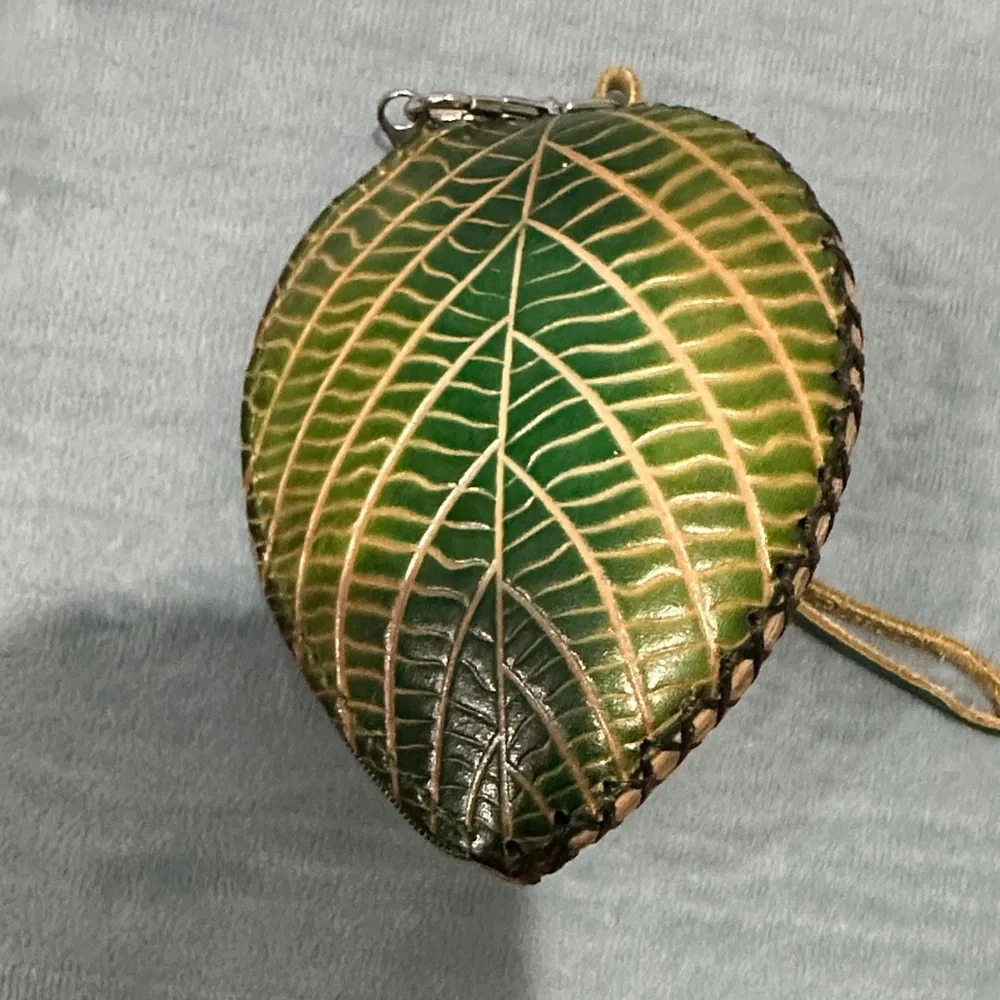 Leaf-Shaped Leather Small Wristlet with 3-D Ladybug NWOT